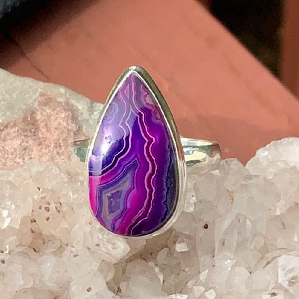 BOUTIQUE LAGUNA LACE AGATE 925 SILVER RING, 5.75